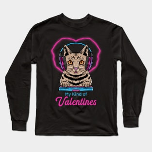 CAT VALENTINES GAMER Long Sleeve T-Shirt